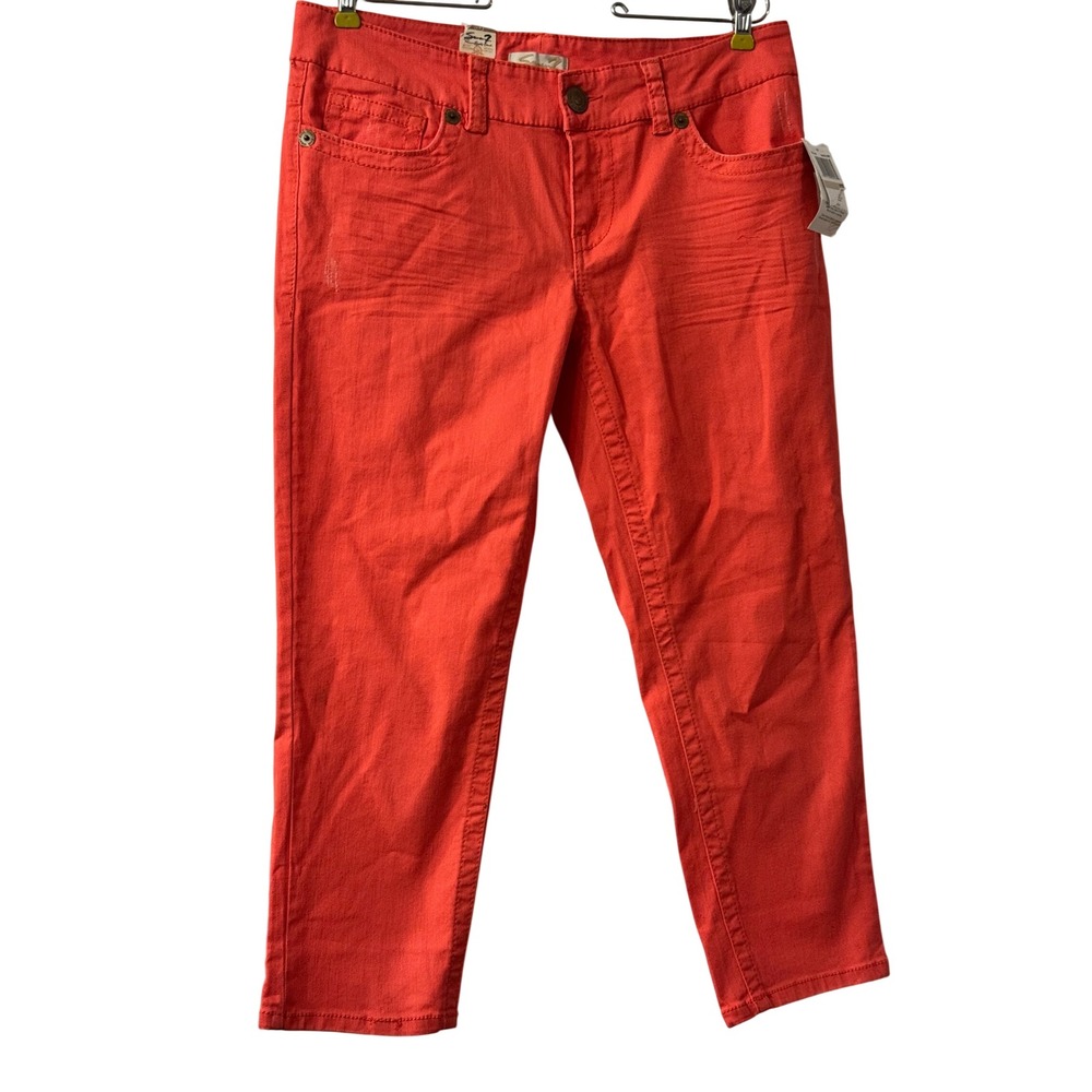Seven7 Womens Crop Jeans Size 12 Mai Tai Orange Mid Rise Five Pocket MC2829 NWT